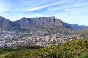 view to Cape Town City captured from the side of signal hill in South Africa