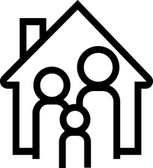 Parents with child silhouette outline vector sign