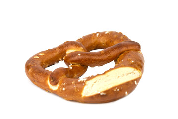 close up of the pretzel with salt