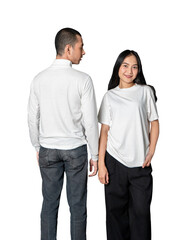 A Couple Wearing White Blank Shirt Posing Image Mockup Isolated Background