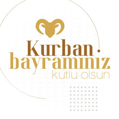 Fototapeta premium Feast of the Sacrif (Eid al-Adha Mubarak) Feast of the Sacrifice Greeting. (Turkish: Kurban Bayraminiz Kutlu Olsun). Holy days of muslim community. Social Media, Greeting Card.