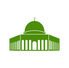 Fototapeta premium Al-Aqsa Mosque in green color icon. Al-Aqsa Mosque majjid.