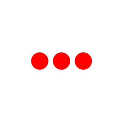 three red dots on same line vector. 3 red dots.