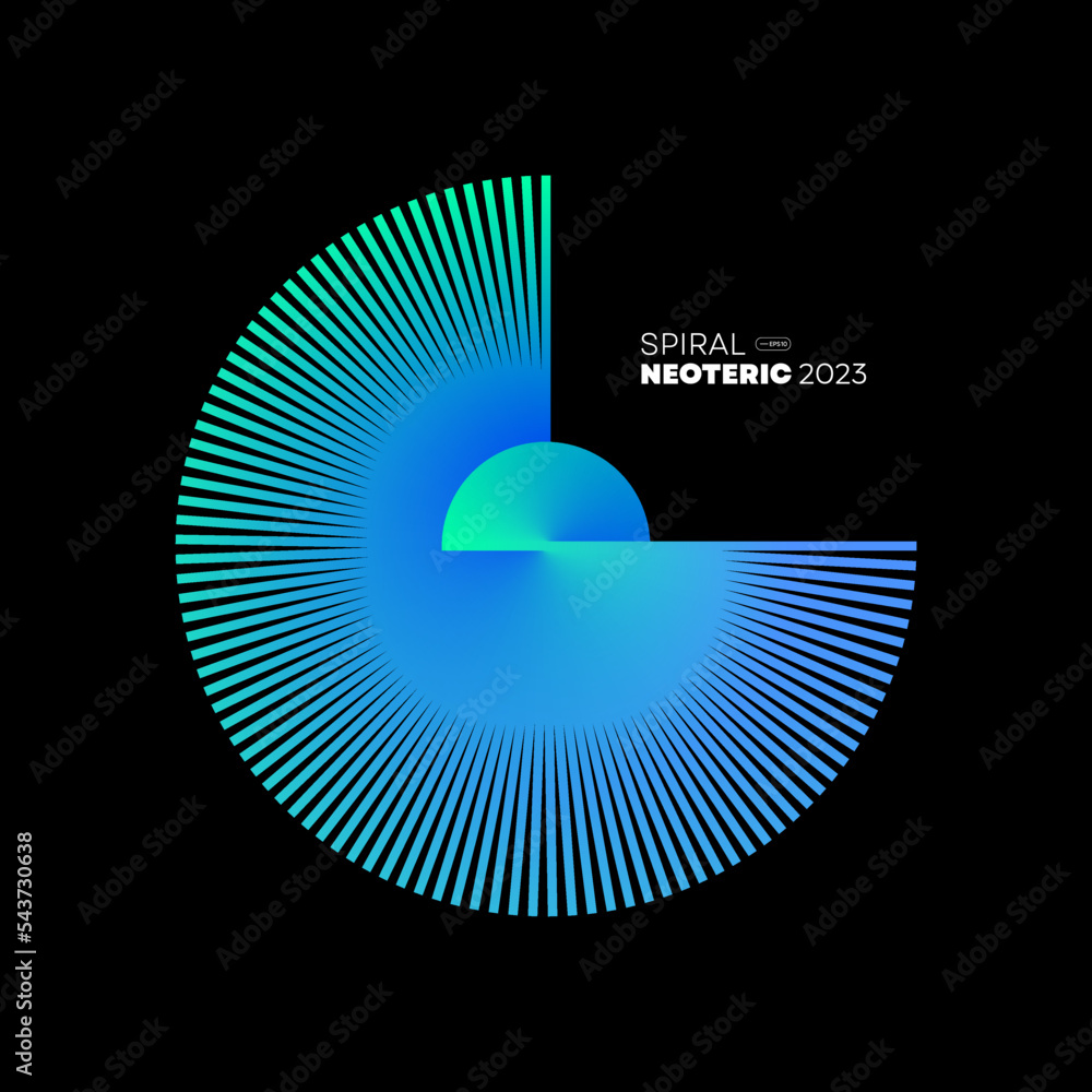 Aufkleber abstract spiral lines with a circle style isolated on black background for technology or digital bra