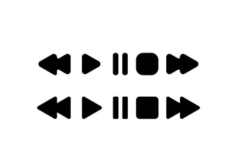Music and video interface vector icon. pause, stop, reverse and forward icon.