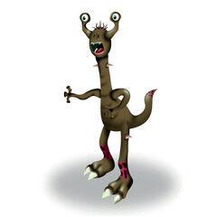 monster in the style of a 3D alien. Vector illustration