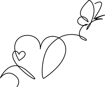 Flower heart Symbol of love One line