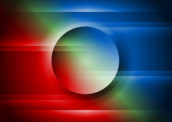 Contrast multicolored abstract futuristic background with circle. Vector design