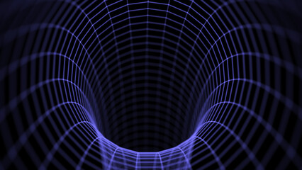Futuristic blue abstract frame tunnel. 3D hole line background. 3d rendering.