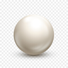 Billiard,white pool ball. Snooker or ping pong ball. 3D white realistic sphere or orb on transparent background. Vector illustration