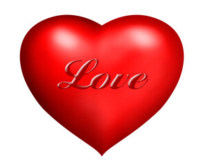 Red heart with writing, love