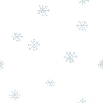 Christmas seamless pattern with snowflakes, Vector illustration clipart in flat cartoon style.