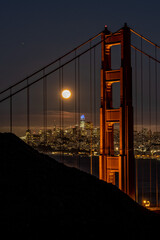 Sturgeon Supermoon (full moon) over San Francisco, CA, in August 11, 2022.