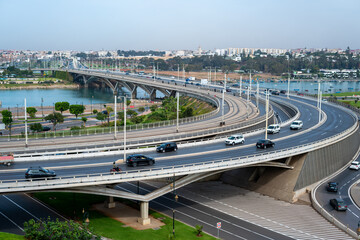 Traffic on Hassan II bridge in Rabat, Morocco