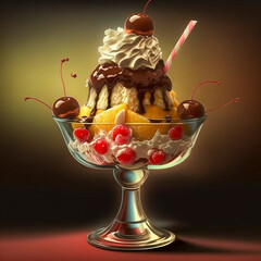 Illustration of an ice cream sundae