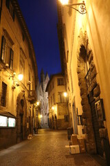 Night at old street in Orvieto, Italy Umbria 