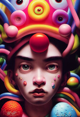 Fototapeta na wymiar Creepy Candy Creatures and People, Abstract Colorful Illustration