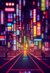 Tokyo City by Night, Anime and Manga drawing illustration, city ​​views, characters looking at the city Generative AI