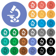 Microscope round flat multi colored icons
