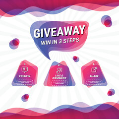 Giveaway quize contest for social media feed. template giveaway prize win competition follow the steps below