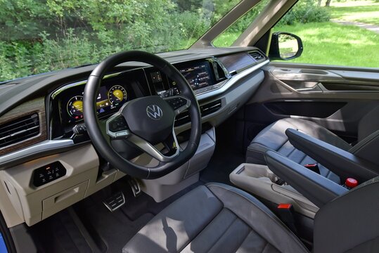Volkswagen Multivan T7 e-Hybrid. Plug-in hybrid minibus. Cabin interior - dashboard. 07-17-2022, Prague, Czech Republic.