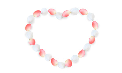 Heart made of pink and white rose petals. png