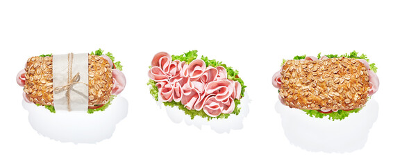 Fresh and tasty sandwich isolated on white background