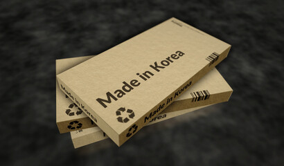 Made in Korea box pack 3d illustration
