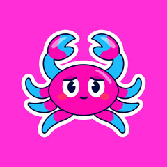 cute pink crab character vector