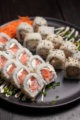 Sushi food with black background