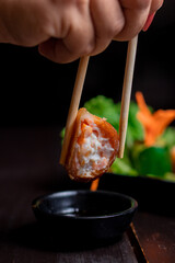 Sushi food with black background