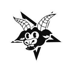 cartoon black goat head vector