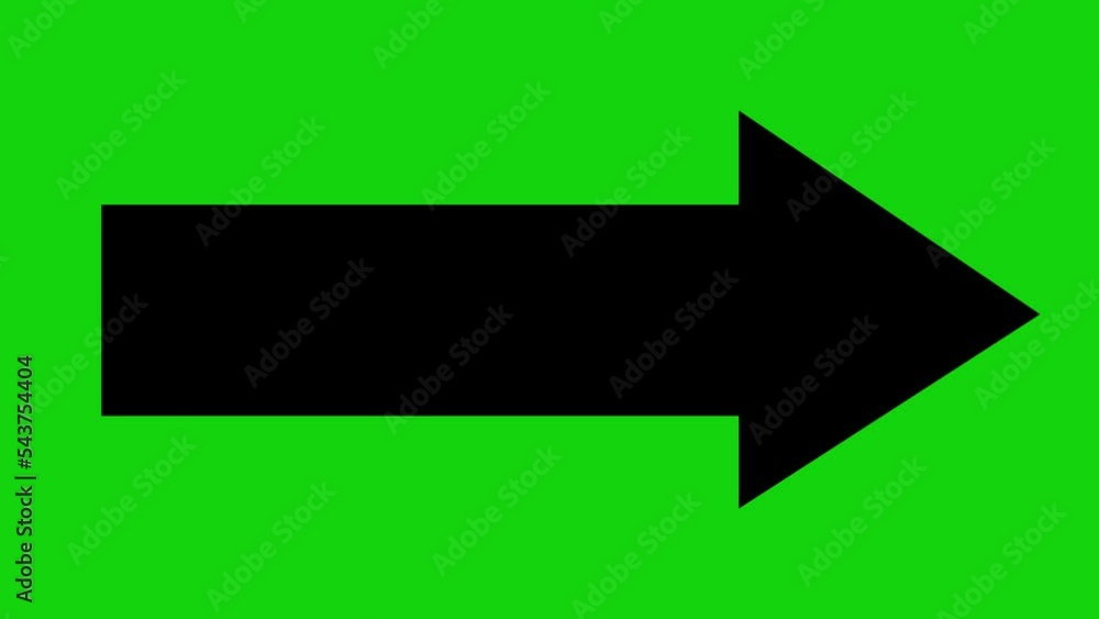 Poster icon animation of an arrow appearing and disappearing, pointing to the right. on a green chroma key 