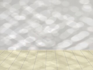 Blurry bokeh empty room with wooden floor