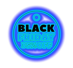 3d illustration,black friday neon tag 35 percent off,promotion,sales