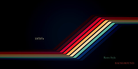 Abstract technology background retro style with colorful simple stripes lines 1970s vintage design