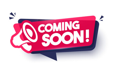 Modern 3d Label With Speaker Icon And Text Coming Soon