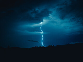 Lightnings landscape with mountains in middle of the night from puerto rico