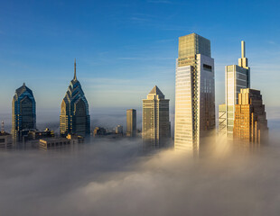 Center City Philadelphia emerging from the fog 