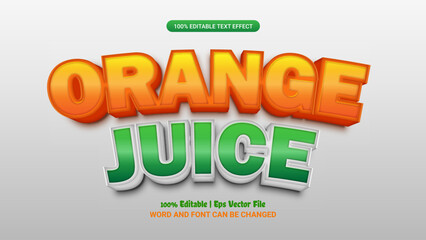 Orange Juice 3d editable premium vector text effect