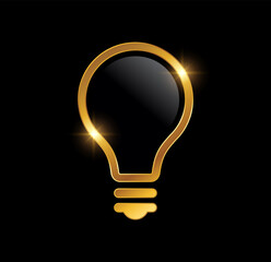 Golden Luxury Light Bulb Vector Icon