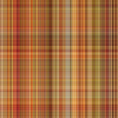 Woodland brown tartan seamless pattern textile. Tonal autumnal forest plaid with organic texture. Background of orange stripe for rough wallpaper. 