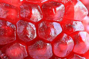 Background texture of a Pomegranate seeds fruit. Close up of fresh pomegranate seeds.
