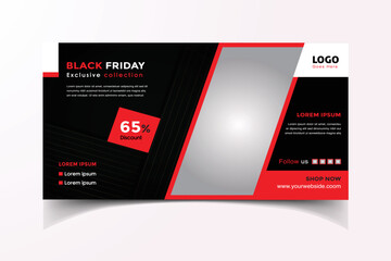 Black Friday Discount Banner In Red Black Color