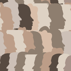 pattern international young men in profile vector silhouette of the head.