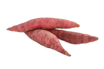 Organic sweet potato on white background with clipping path.