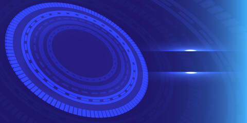 Digital circuit technology future, system data connection interface computer on dark blue background