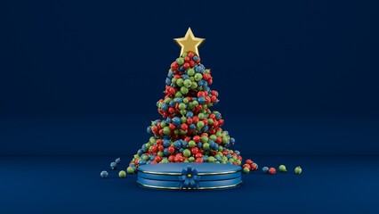 Pódium Navideño Árbol de Navidad Azul