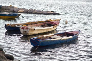 Fototapeta na wymiar Boat anchored on the shore