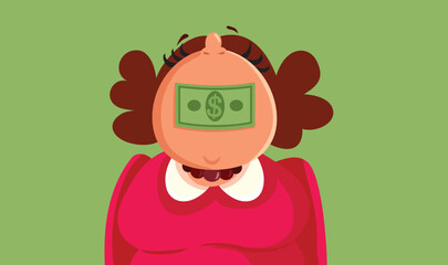 Woman Receiving Bribery Money for her Silence Vector Cartoon illustration. Accountant lady being bought with hush money committing illegal acts
